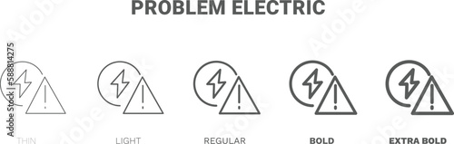 problem electric icon. Thin, regular, bold and more problem electric icon from Insurance and Coverage collection. Editable problem electric symbol can be used web and mobile