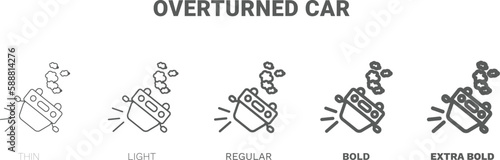 overturned car icon. Thin, regular, bold and more overturned car icon from Insurance and Coverage collection. Editable overturned car symbol can be used web and mobile