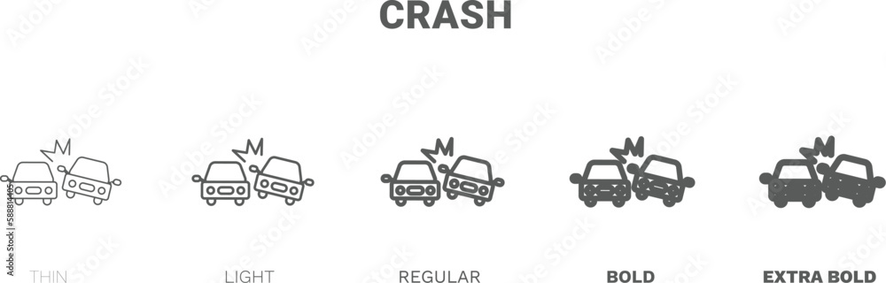 crash icon. Thin, regular, bold and more crash icon from Insurance and Coverage collection. Editable crash symbol can be used web and mobile