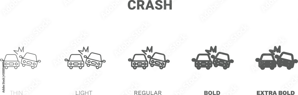 crash icon. Thin, regular, bold and more crash icon from Insurance and Coverage collection. Editable crash symbol can be used web and mobile crash icon. Thin, regular, bold and more crash icon from Insurance and Coverage collection. Editable crash symbol can be used web and mobile