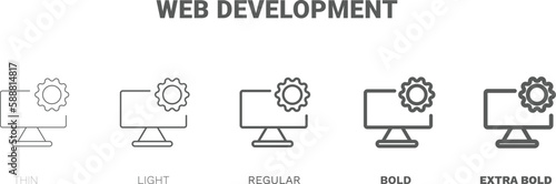 web development icon. Thin, regular, bold and more style web development icon from startup and strategy collection. Editable web development symbol can be used web and mobile