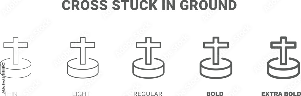 Fototapeta premium cross stuck in ground icon. Thin, regular, bold and more style cross stuck in ground icon from technology collection. Editable cross stuck in ground symbol can be used web and mobile