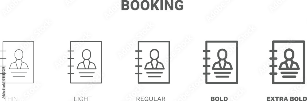 booking icon. Thin, regular, bold and more style booking icon from travel and trip collection. Editable booking symbol can be used web and mobile booking icon. Thin, regular, bold and more style booking icon from travel and trip collection. Editable booking symbol can be used web and mobile