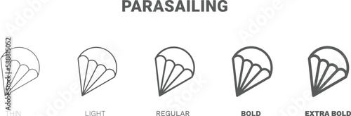 parasailing icon. Thin, regular, bold and more style parasailing icon from travel and trip collection. Editable parasailing symbol can be used web and mobile