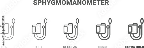 sphygmomanometer icon. Thin, regular, bold and more style sphygmomanometer icon from health and medical collection. Editable sphygmomanometer symbol can be used web and mobile