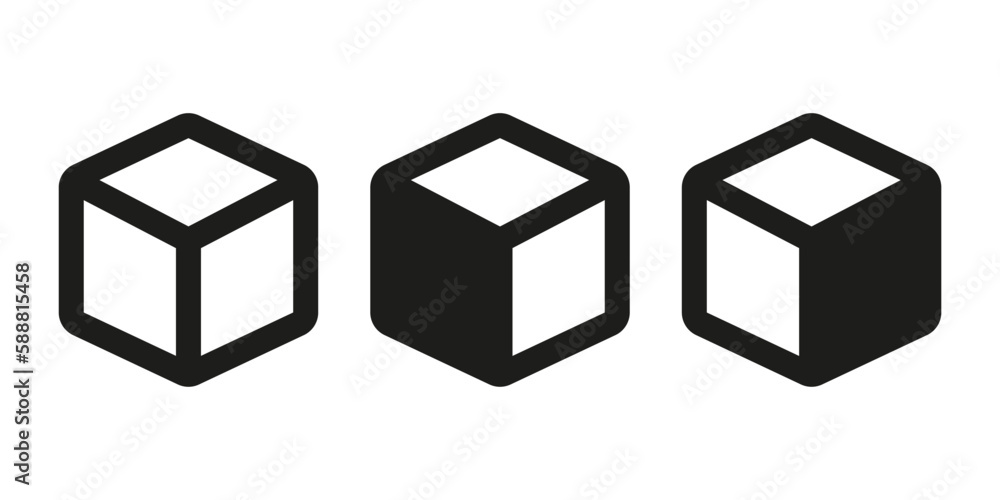 Cube box icon symbol set