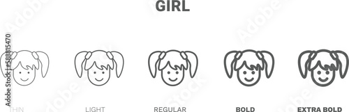 girl icon. Thin, regular, bold and more style girl icon from health and medical collection. Editable girl symbol can be used web and mobile