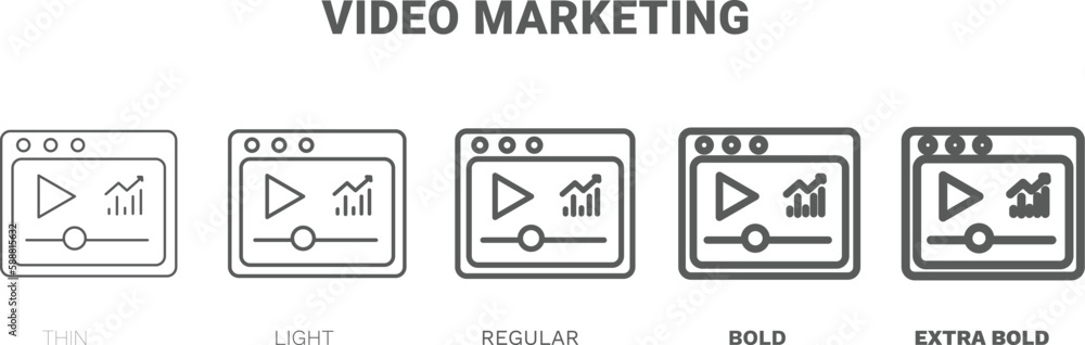 video marketing icon. Thin, regular, bold and more style video marketing icon from marketing collection. Editable video marketing symbol can be used web and mobile video marketing icon. Thin, regular, bold and more style video marketing icon from marketing collection. Editable video marketing symbol can be used web and mobile