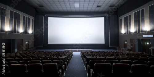 Cinema screen and cinema hall interior. Generative AI 