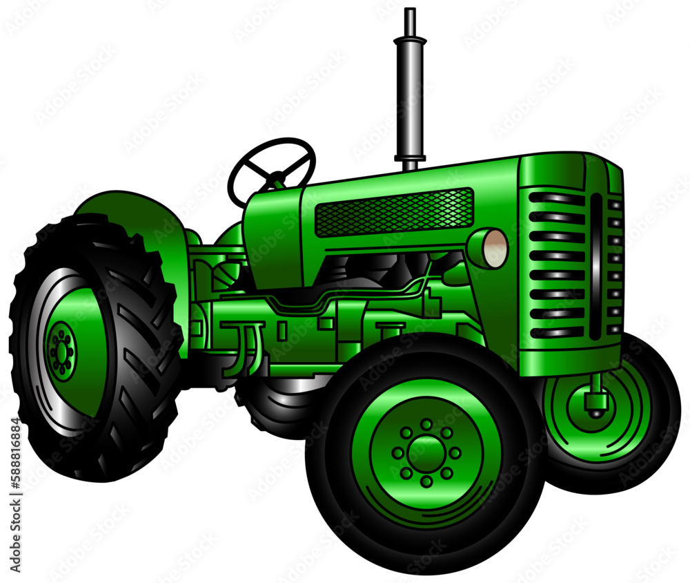 Obraz premium green tractor isolated