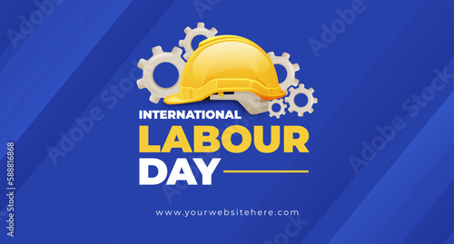 International labour Day May 1 Banner With Safety Helmet and Gear Illustration Concept