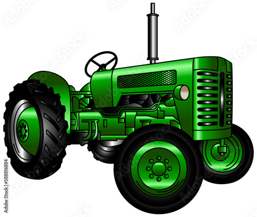 green tractor isolated