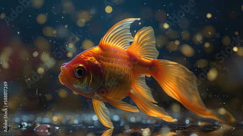 The majesty of goldfish captured in realistic illustration