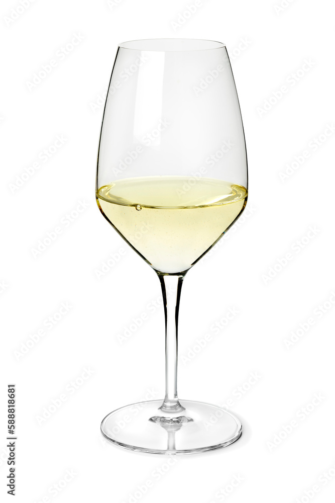 Glass with Portuguese vinho verde white wine close up isolated on white background Glass with Portuguese vinho verde white wine close up isolated on white background