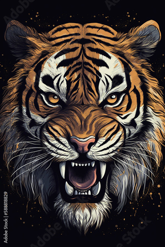 tiger head vector. Generative Ai