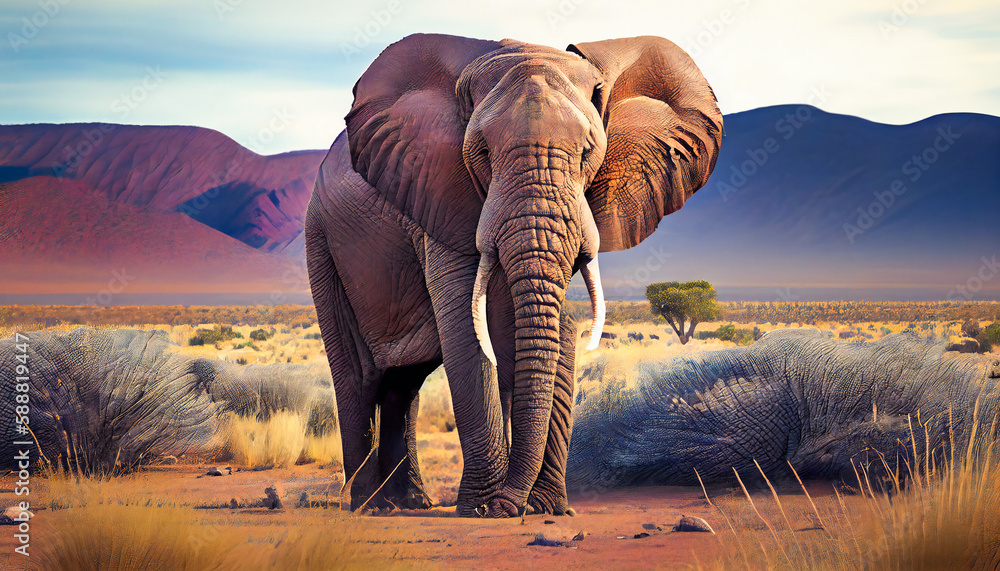 Fototapeta premium Elephant in the Natural World. .Generative AI