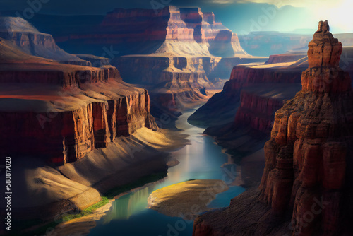 Grandeur of Grand Canyon. Generative AI...