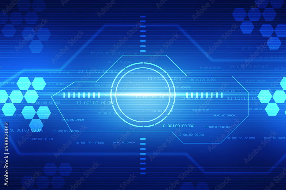 Fototapeta premium 2d illustration Abstract futuristic electronic circuit technology background