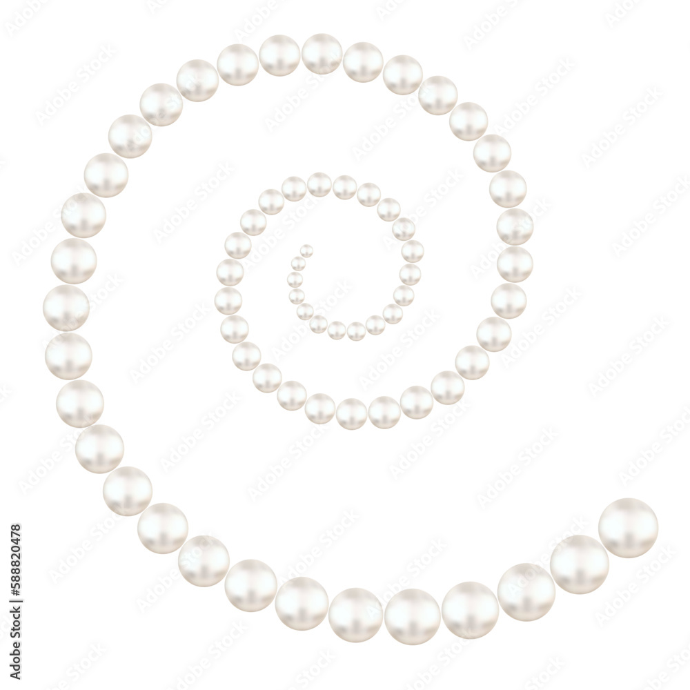 Obraz premium Pearls. Beads. Jewelry. Beautiful vector background. Pearl spiral.
