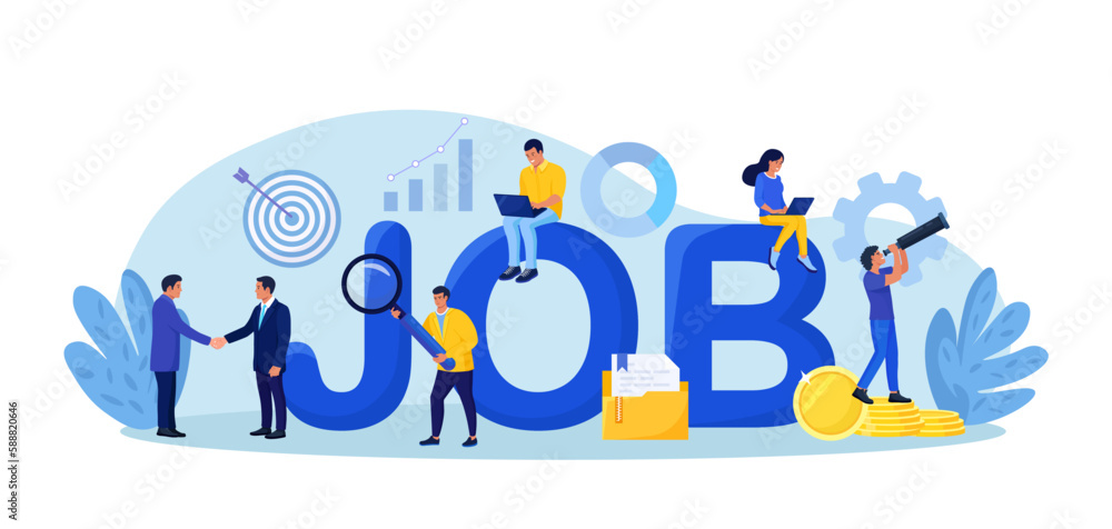 Employees looking for job. Unemployed people using magnifying glass, binoculars searching vacancy, job opportunities. Unemployment. Career, find opportunity, work position. Online recruitment service Employees looking for job. Unemployed people using magnifying glass, binoculars searching vacancy, job opportunities. Unemployment. Career, find opportunity, work position. Online recruitment service