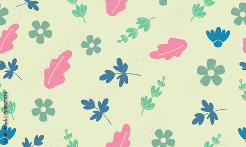 Seamless floral pattern on green background