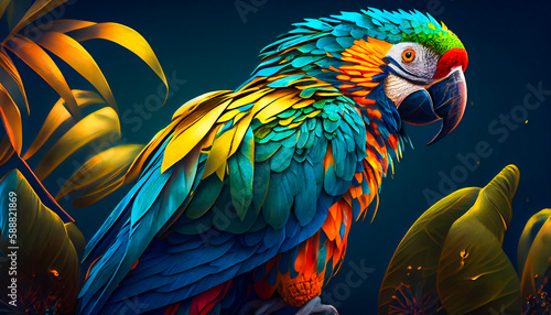 Spectacular Tropical Dreamlike Avian.  Marvelous Unearthly Bird. Generative AI