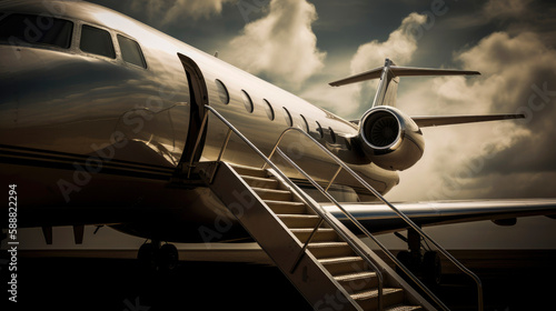 Private business jet with o...