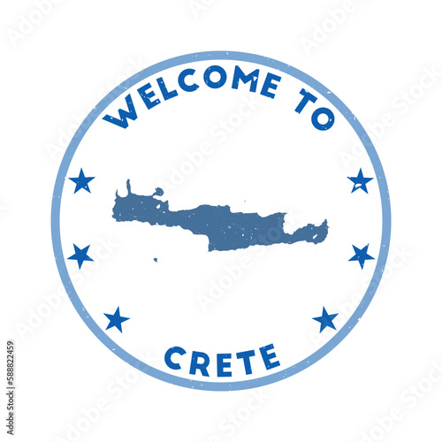 Welcome to Crete stamp. Grunge island round stamp with texture in Wing Commander color theme. Vintage style geometric Crete seal. Awesome vector illustration.