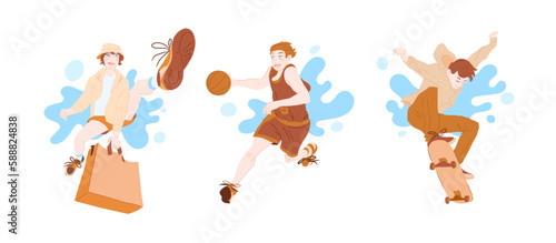 Active lifestyle. Cartoon, color, teenagers and active lifestyle. Vector illustration.