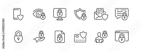 Confidentiality. Line icon, black, privacy icons set. Vector.