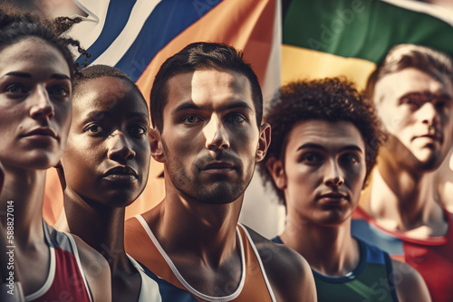 Portrait of athletes at the competition. Generative AI 