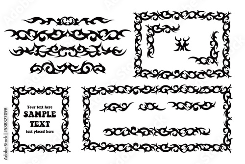 トライバルタトゥーフレームデザインセット