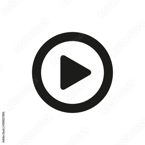 Icono de reproductor de video multimedia con botón de reproducción sobre un fondo blanco liso y aislado. Plantilla de interfaz de reproductor. Vista de frente. Copy space