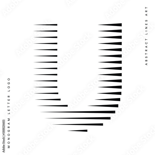 Letter U Logo with Abstract Line Pattern Isolated On White Background