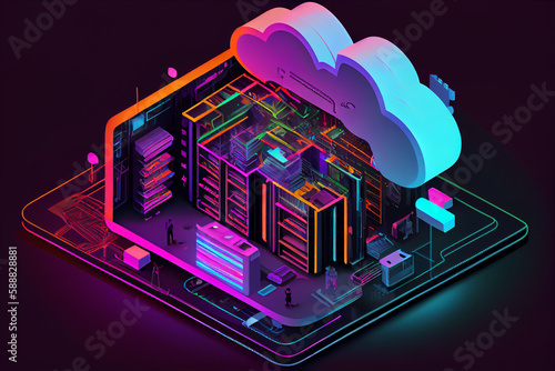 Cloud data storage concept, abstract illustration.