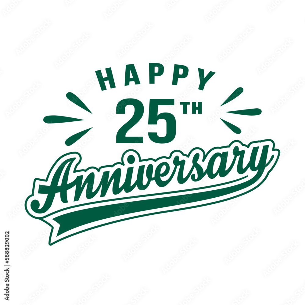Happy 25th Anniversary. 25 years anniversary design template. Vector and illustration.
Happy 25th Anniversary. 25 years anniversary design template. Vector and illustration.