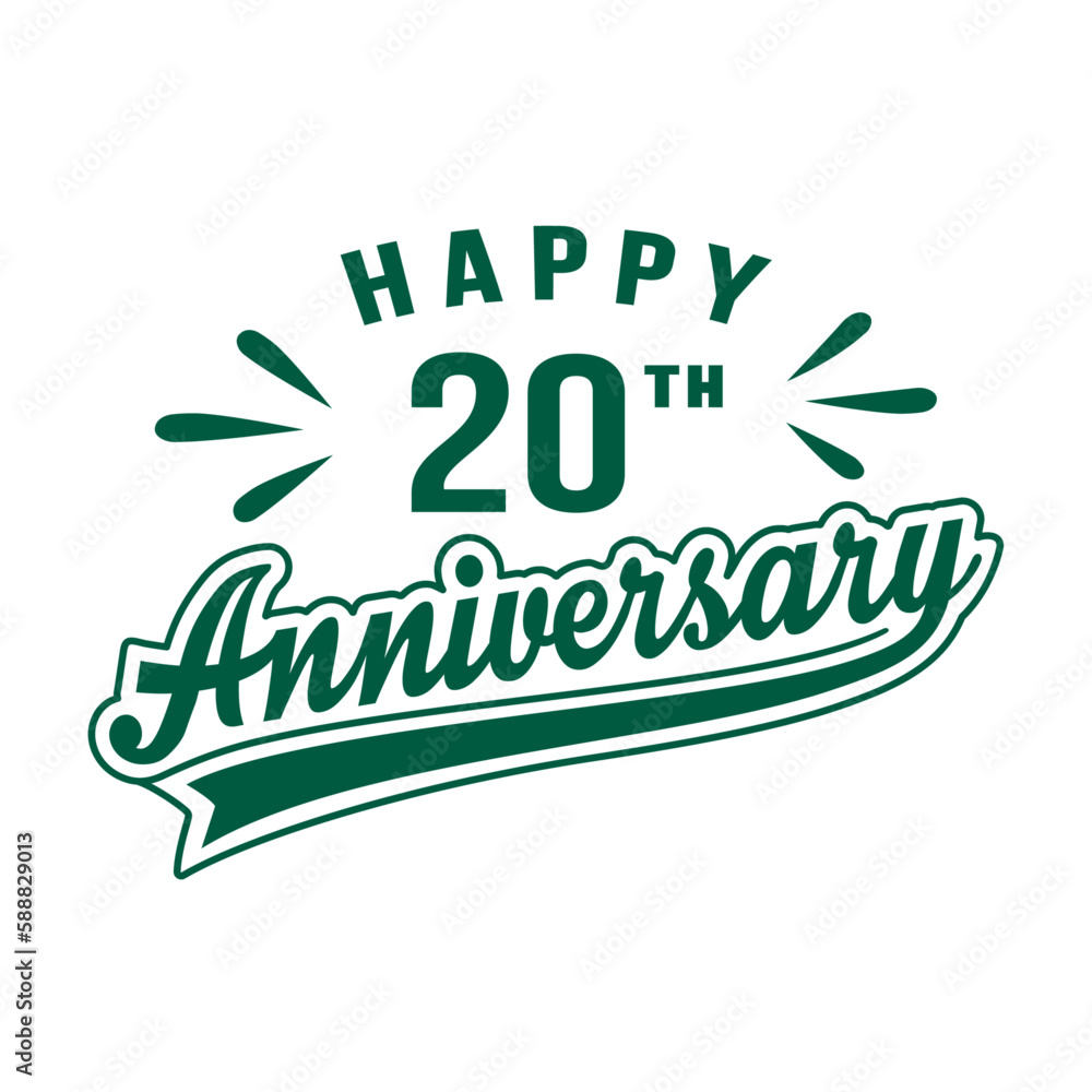 Happy 20th Anniversary. 20 years anniversary design template. Vector and illustration.
