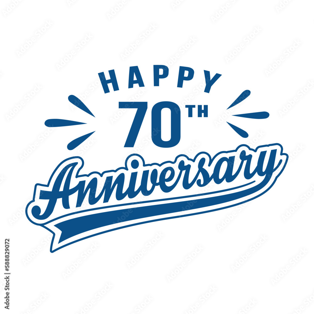 Happy 70th Anniversary. 70 years anniversary design template. Vector and illustration.
