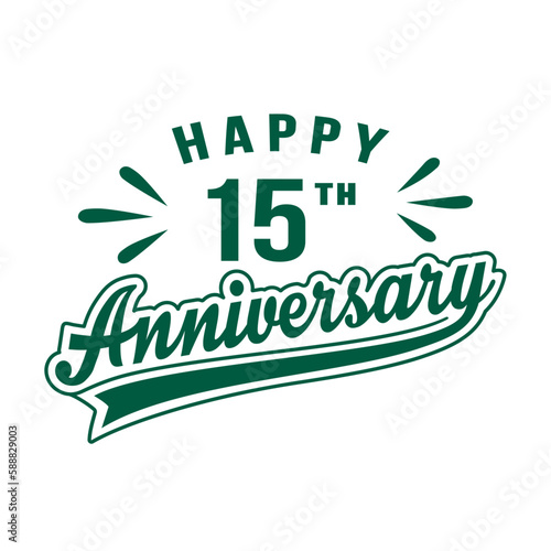 Happy 15th Anniversary. 15 years anniversary design template. Vector and illustration. 