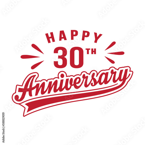 Happy 30th Anniversary. 30 years anniversary design template. Vector and illustration. 