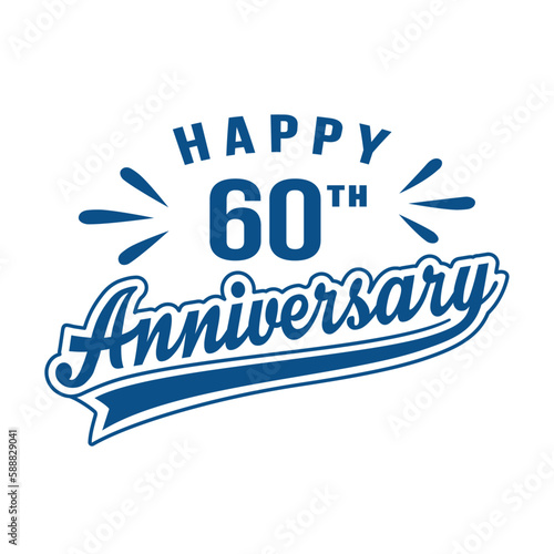 Happy 60th Anniversary. 60 years anniversary design template. Vector and illustration.
