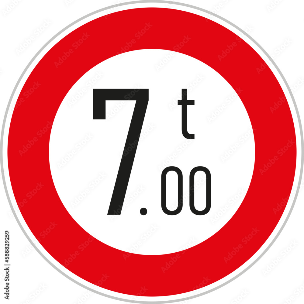 Vehicles Weighing Heavier than Indicated Forbidden (TT-24), Traffic Sign Vehicles Weighing Heavier than Indicated Forbidden (TT-24), Traffic Sign