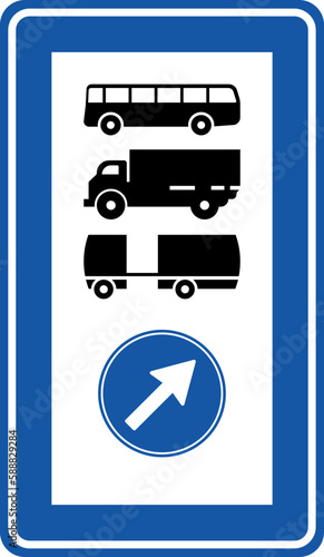 Mandatory Direction for Heavy Vehicles and Vehicles Carrying Dangerous Goods (TT-43b), Traffic Sign