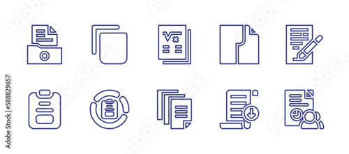 Documentation line icon set. Editable stroke. Vector illustration. Containing document, copy, document file, data.