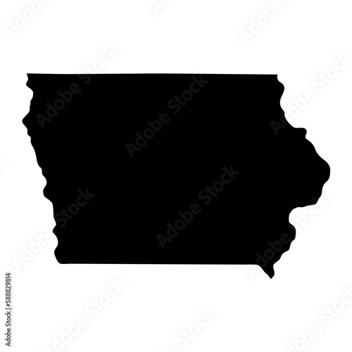 Iowa black map on white background