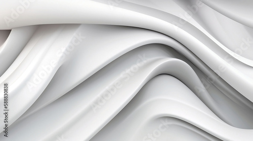 Abstract 3D White and Wavy Satin Background