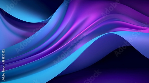 Abstract Wavy Background. 3D beautiful blue and purple gradient texture.