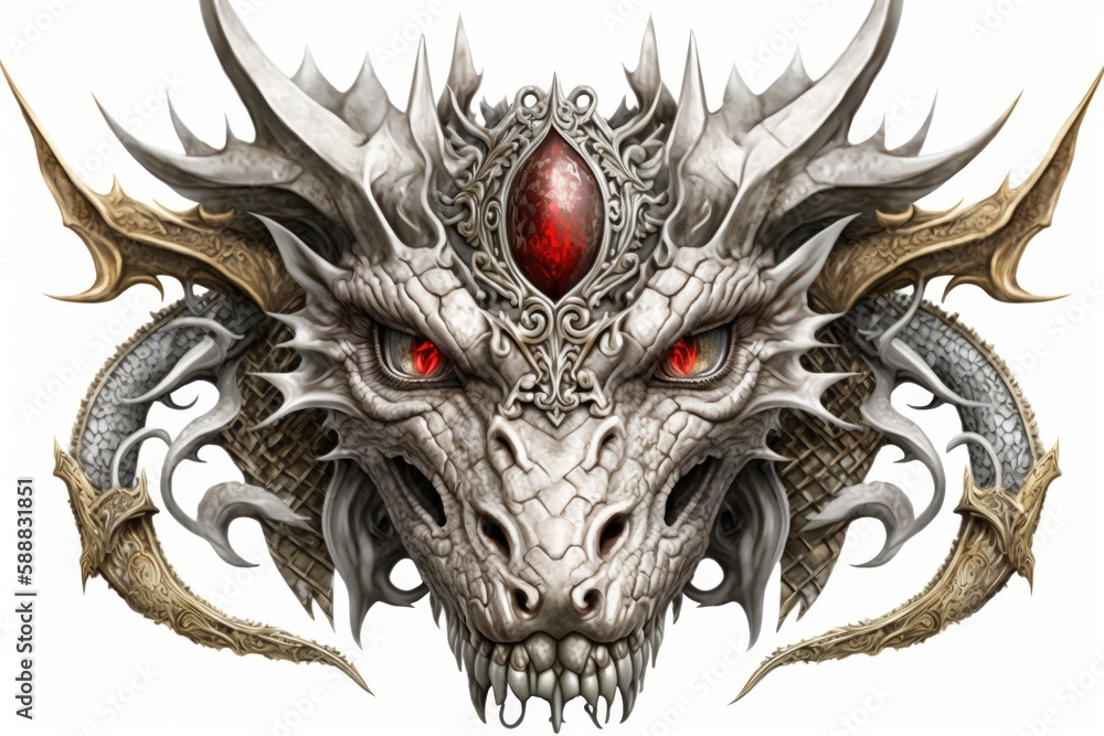 Mystic dragon illustration, fantasy and mythology concept, background. Generative AI