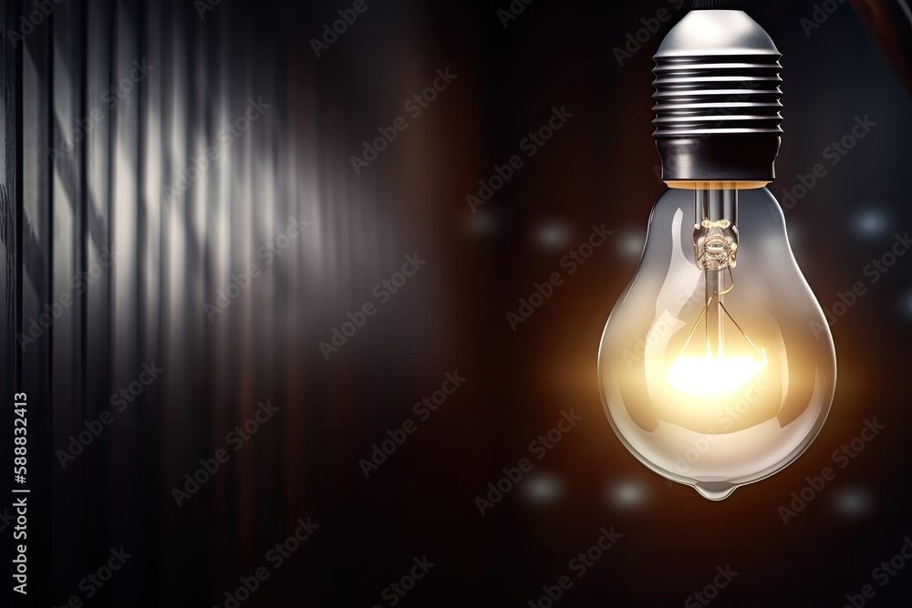 Light bulb illustration, creativity ideas concept, background. Generative AI