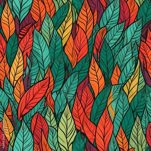 Create a fresh and modern look with this seamless pattern featuring abstract leaves. Perfect for a variety of design projects. AI Generation